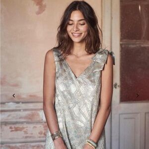 Sezane Pauline Mini Dress Lurex Metallic Jacquard  SZ6